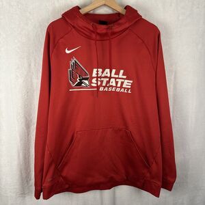 Ball State Cardinals Baseball Nike Hoodie Red Pullover Sweatshirt Mens Size XL